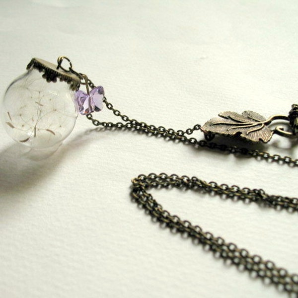 Dandelion necklace, dandelion orb necklace, Dandelion seed necklace, Make a wish Dandelion Seed Pendant, Dandelion wish necklace, Jewelry
