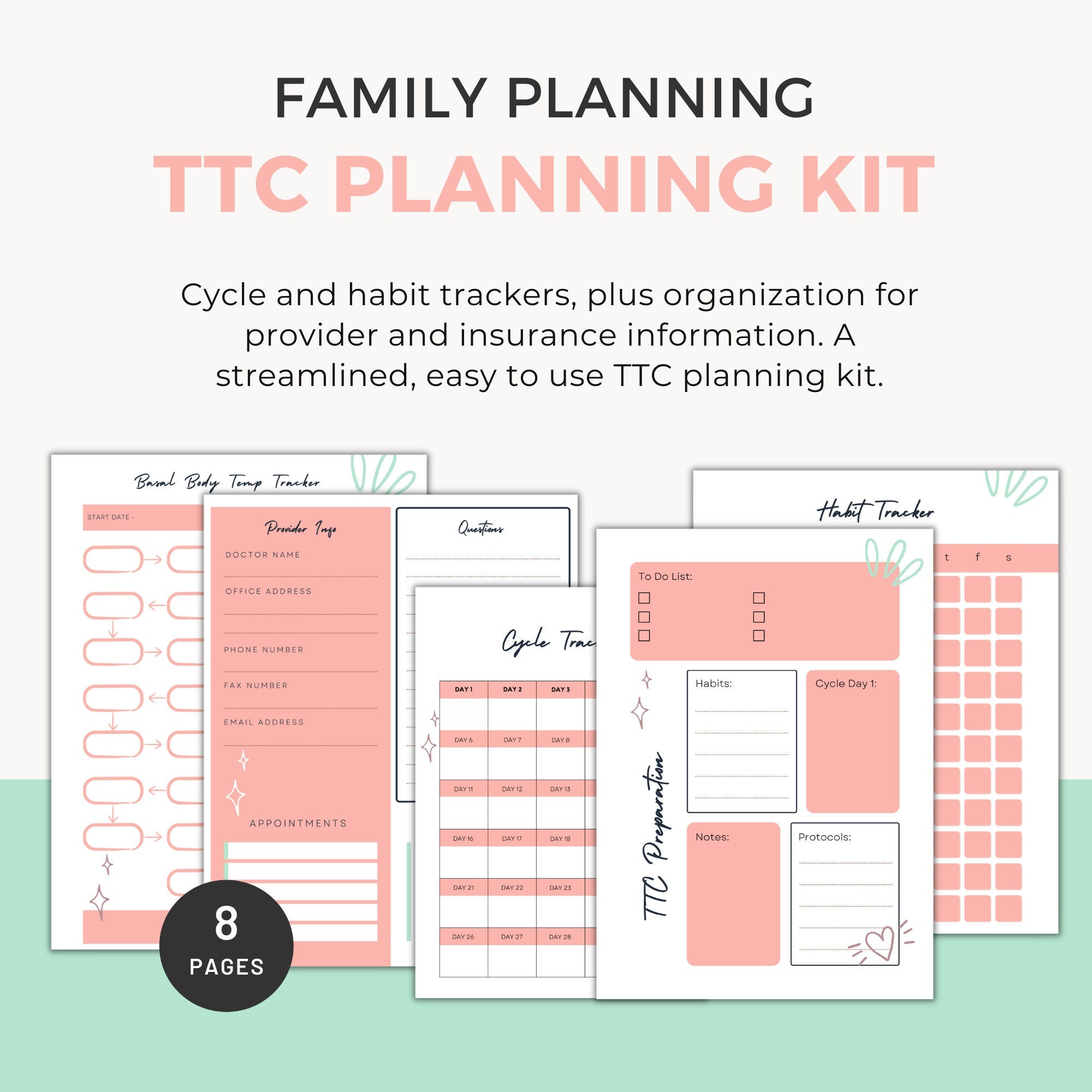 Trying to Conceive TTC Family Planning Kit Printable Cycle Tracker