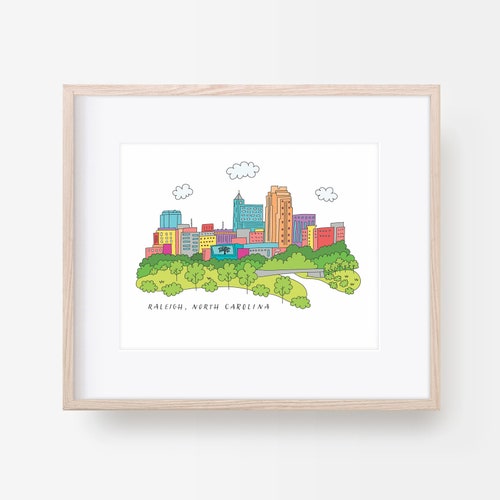 Raleigh North Carolina Map Downtown Art Print / NCSU Poster / Etsy