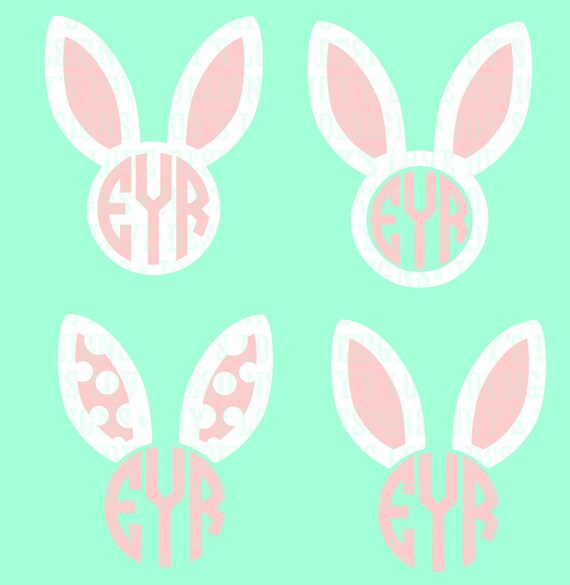 Items similar to Bunny Ear Monogram Toppers SVG and DXF ...