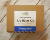 DIY Lip Balm Kit - 12 Lip Balms - Blueberry Lemon - Biodegradable Compostable Packaging