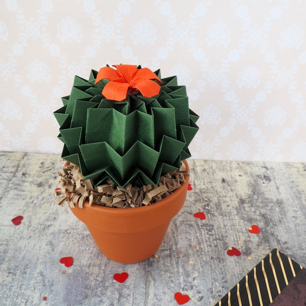 Origami Faux Flower Cactus Succulent House Plant Pot - Colorato Home Decor - Regalo di compleanno per fidanzato - Regalo amante delle piante