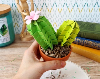 Origami Paper Cactus Indoor House Plant Lover Gift -  Fun Valentines Gift For Wife - Fun Home Decor - Plant Killer Gift