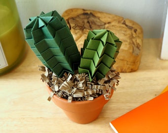 Kaktus Sukkulente Origami Papier Faux Zimmerpflanze - Geometrisches Wohndekor - Lustiges Bruder Geschenk