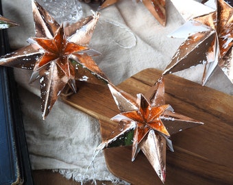 Rose Gold Metallic Origami Paper Star Christmas Tree Decoration -  Rose Gold Christmas Party Decor - Modern Home Christmas Decor