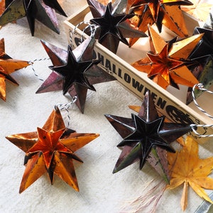 Modern Halloween Metallic Orange & Black Paper Star Ornament - Spooky Halloween Party - Halloween Wedding Decor