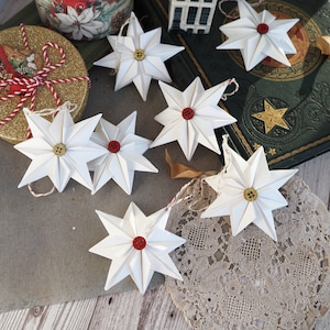 White North Star Paper Christmas Ornament - Modern Scandinavian Christmas Decoration - Minimalist Christmas Decor