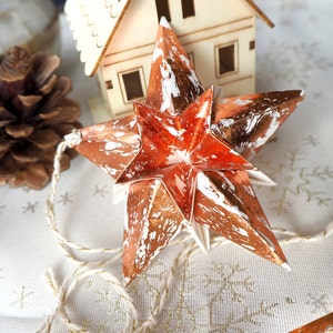 Maximalist Home Metallic Copper Paper Star Christmas Decoration Paper Star Copper Home Decor Rustic Christmas Copper Home Decor image 4