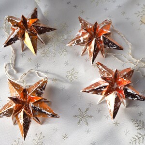 Maximalist Home Metallic Copper Paper Star Christmas Decoration Paper Star Copper Home Decor Rustic Christmas Copper Home Decor image 3