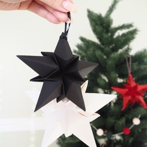 Black Paper Star Christmas Decoration Monochrome Minimalist Home Decor Goth Christmas decor image 7