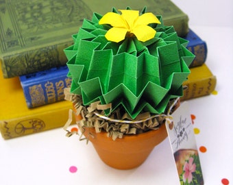 Origami Cactus Paper Office Plant - Indie Home Decor - House Warming Gift - Cactus Lover Gift