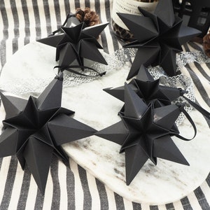 Black Paper Star Christmas Decoration - Monochrome Minimalist Home Decor - Goth Moody Christmas decor