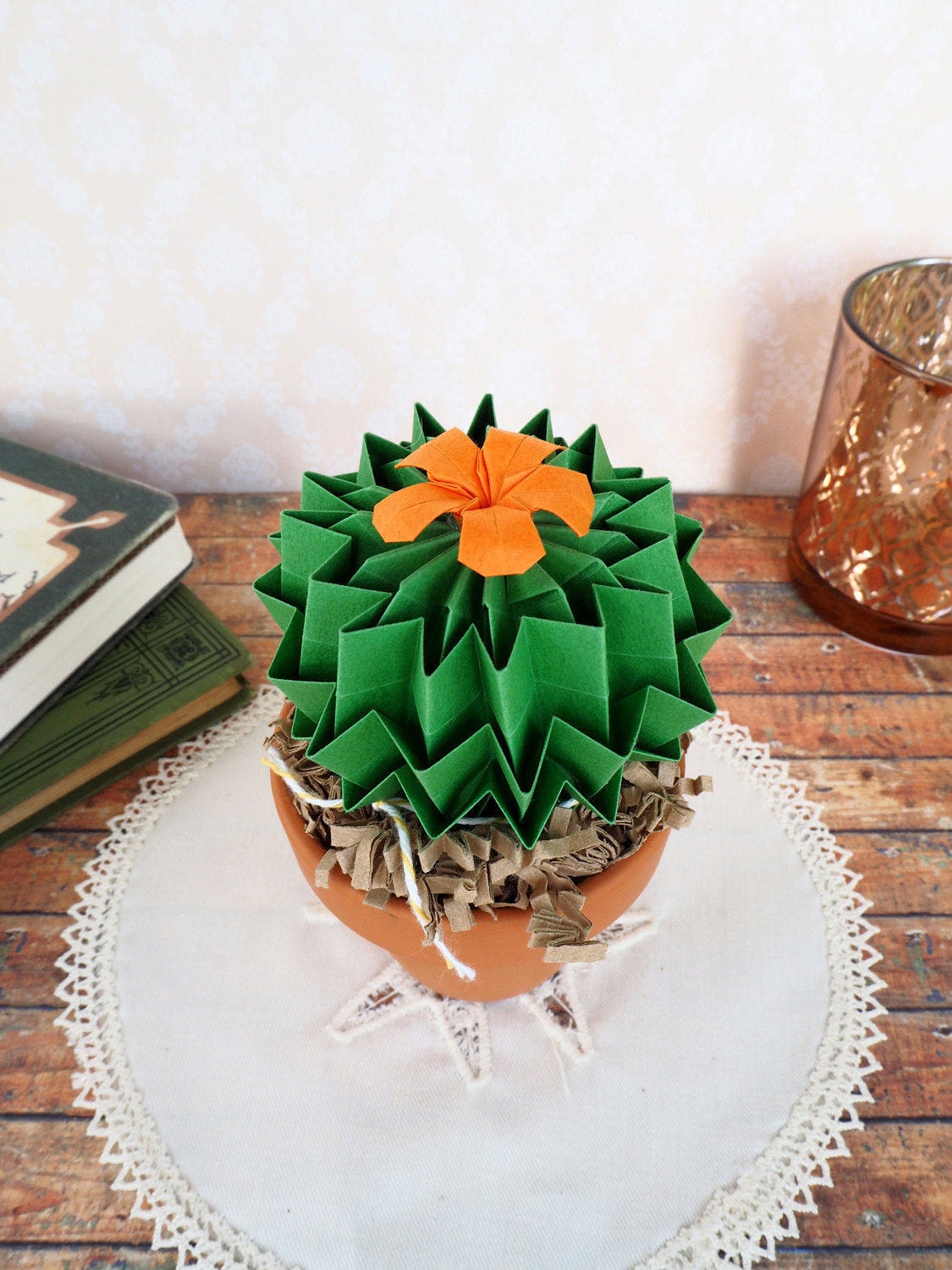 Origami Paper Cactus Cacti Faux Indoor House Plant - Girlfriend Birthday Gift Lover Anniversary Gift