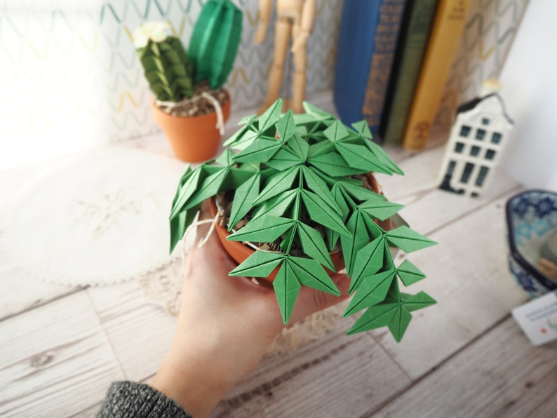 Origami Paper Faux Hanging Fern House Plant Crazy Plant Lady Plant Mum Gift image 2