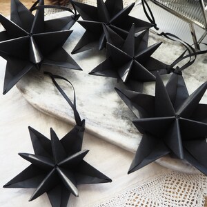 Black Paper Star Christmas Decoration Monochrome Minimalist Home Decor Goth Christmas decor image 5