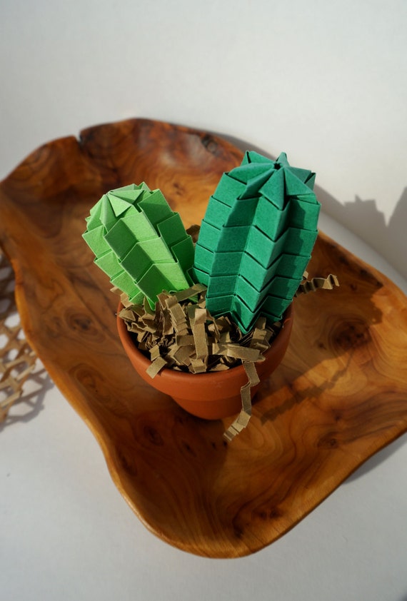 Origami Cactus Paper Indoor Plant Fun Desk Accessories Etsy