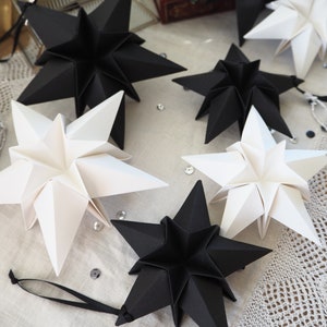 Black Paper Star Christmas Decoration Monochrome Minimalist Home Decor Goth Christmas decor image 8