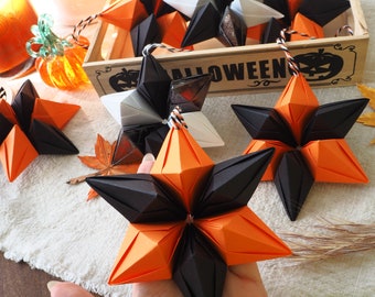 Cute Halloween Autumn Paper Star Hanging Decoration - Modern Halloween Home Decor - Halloween Wedding Decor