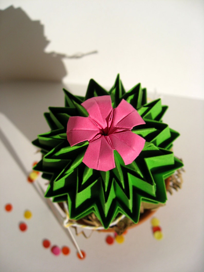 Paper Cactus Succulent Faux Flower House Plant Paper Anniversary Gift Colourful kitsch Home Decor image 5