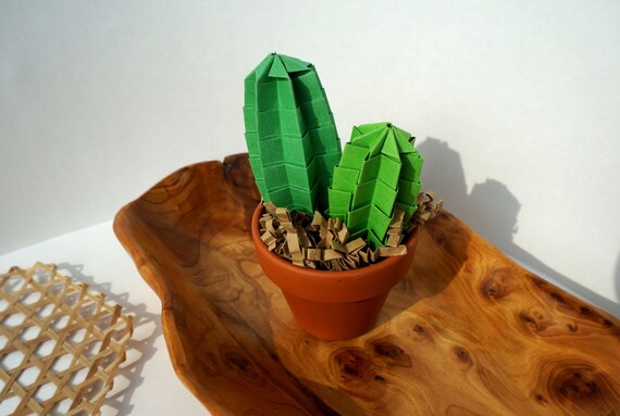 Cactus Origami Paper Art Faux Office Plant Office Desk Etsy