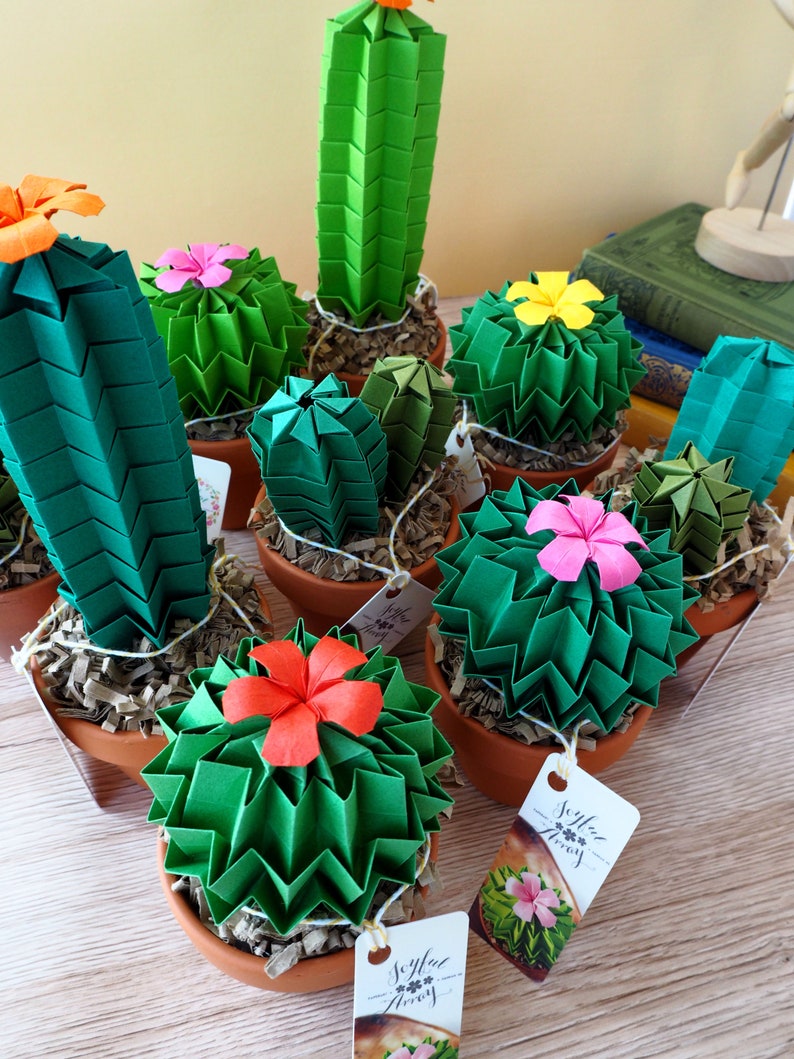 Modern Geometric Indie Home Decor Origami Paper Cactus Student Room Decor image 5