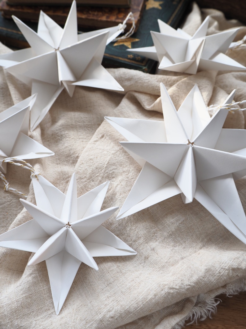 Scandi Nordic White Origami Paper Star Decoration Modern Minimalist White Christmas Decor image 4