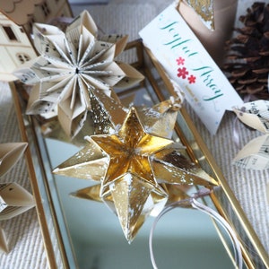 Maximalist Home Metallic Gold Origami Paper Star Decorations Gold Wedding Ornaments Gold Home Accessories Gold Christmas Ornaments image 3