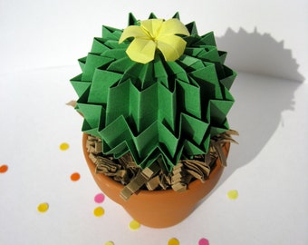 Faux Cactus Succulent Origami House Plant - Indie Office Decor - 1st Anniversary Gift - Thank you Gift