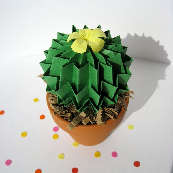 Faux Cactus Succulent Origami House Plant - Indie Office Decor - 1st Anniversary Gift - Thank you Gift