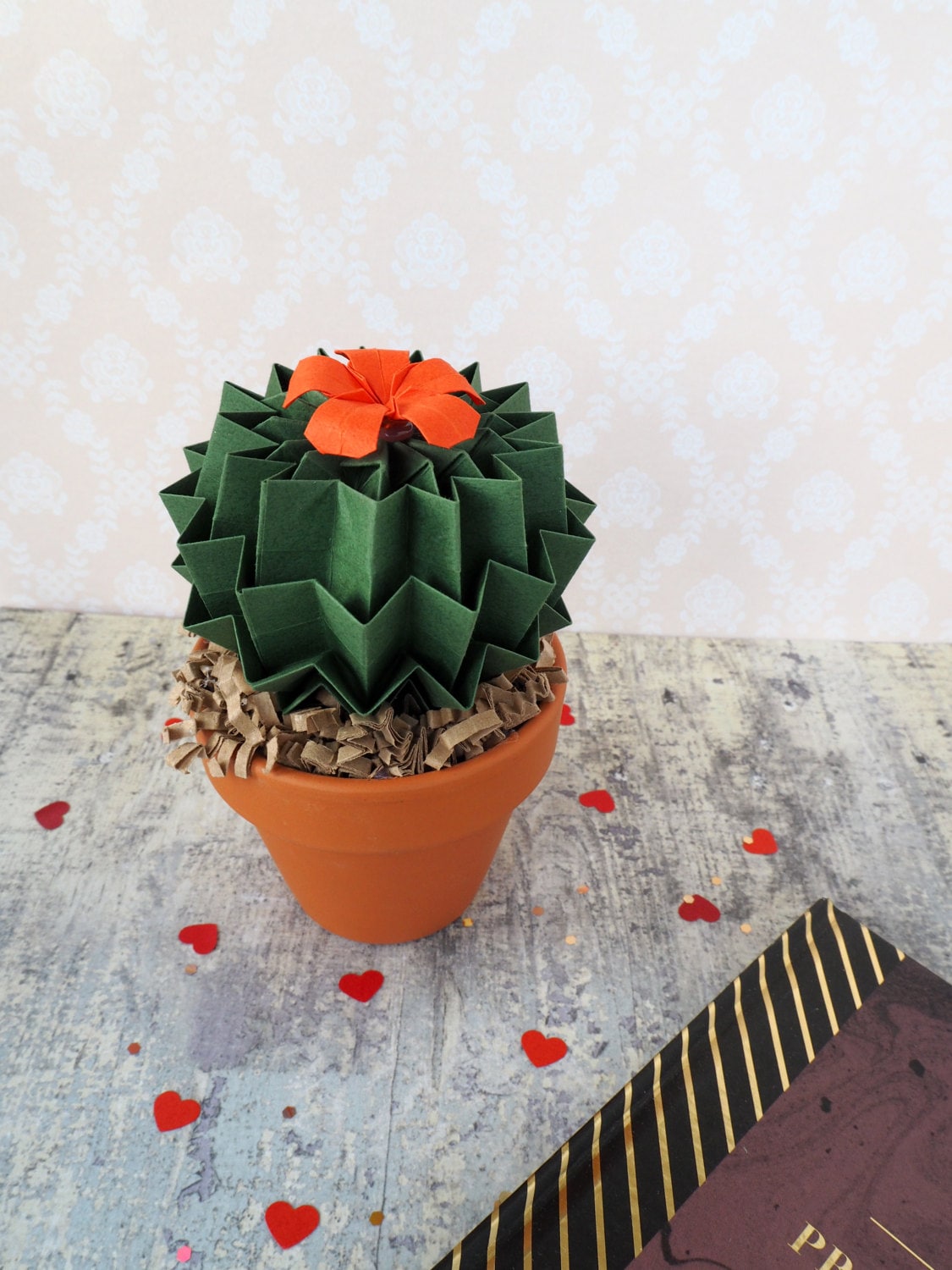 Origami Faux Flower Cactus Succulent House Plant Pot - Décoration Colorée Cadeau d'anniversaire Pour