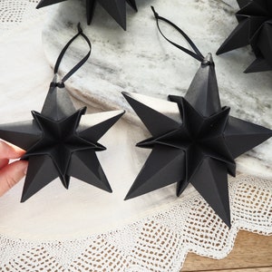 Black Paper Star Christmas Decoration Monochrome Minimalist Home Decor Goth Christmas decor image 6