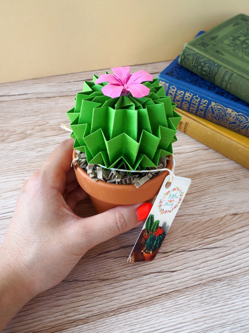 Paper Cactus Succulent Faux Flower House Plant Paper Anniversary Gift Colourful kitsch Home Decor image 1