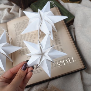 Scandi Nordic White Origami Paper Star Decoration Modern Minimalist White Christmas Decor 1 Small