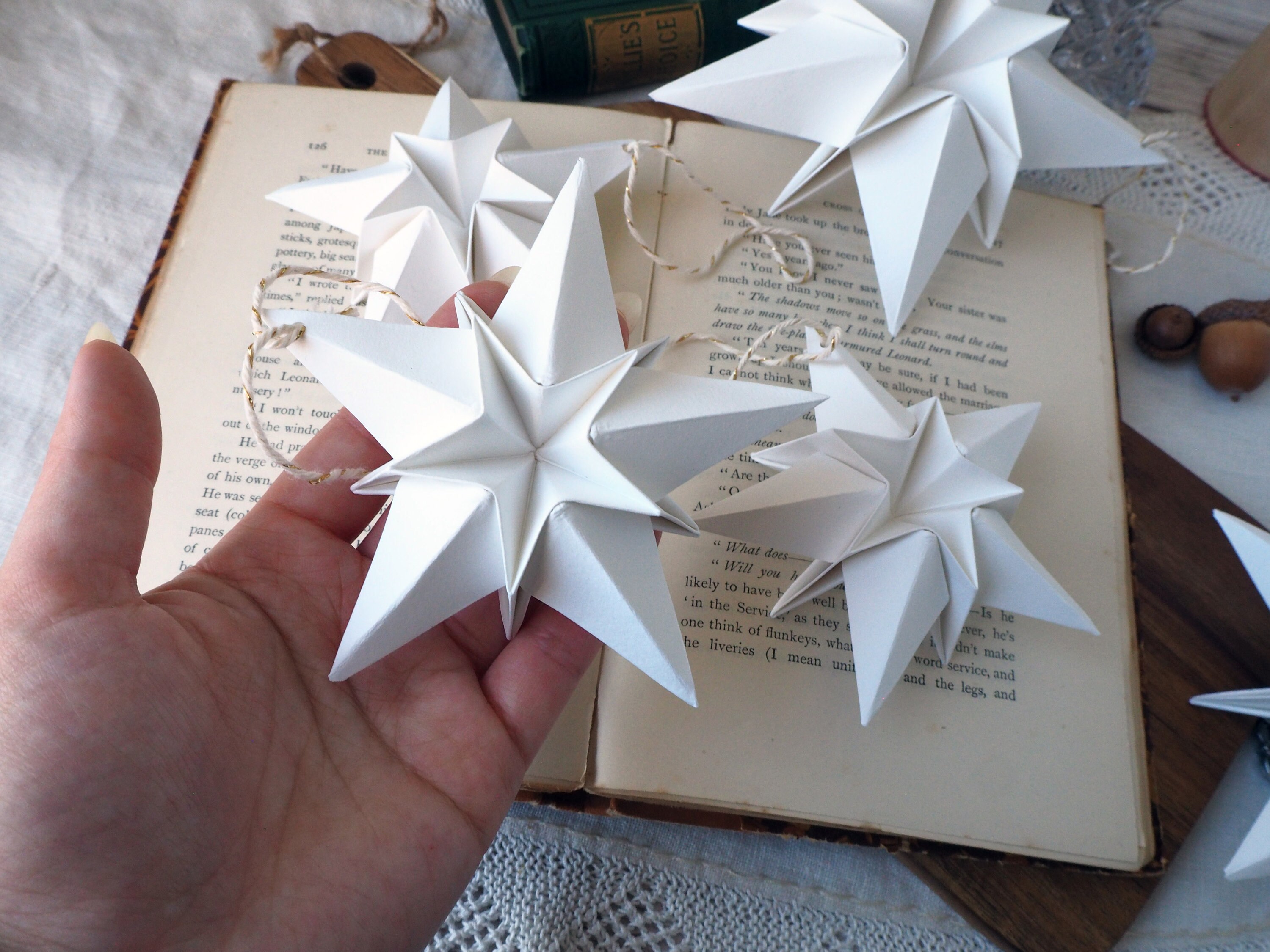 Scandi Nordic White Paper Origami Star Christmas Decoration Etsy