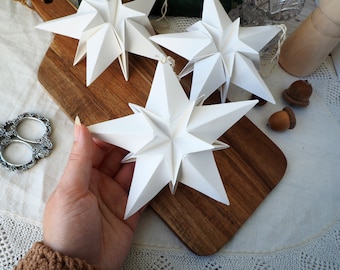 White Christmas Nordic Paper Star Decoration - Minimalist White Home Decor - Sustainable Hygge Home Decor