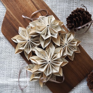 Hygge living Vintage Music Sheet Snowflake Flower Christmas Ornament - Eco Friendly Christmas