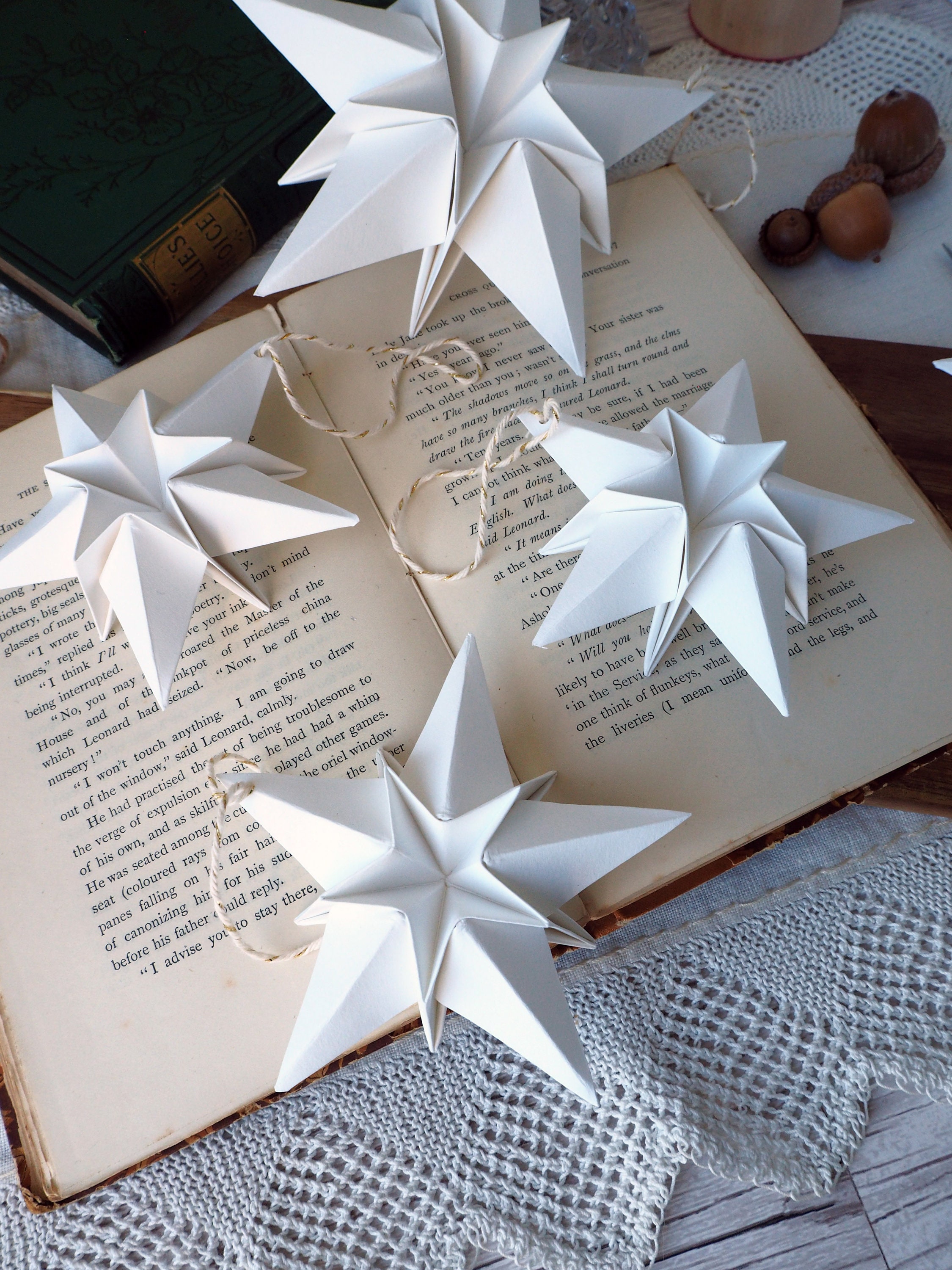 Scandi Nordic White Paper Origami Star Christmas Decoration Etsy