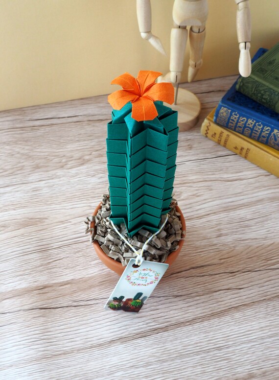 Cactus Scculent Origami Paper Faux Office Plant Colourful Etsy