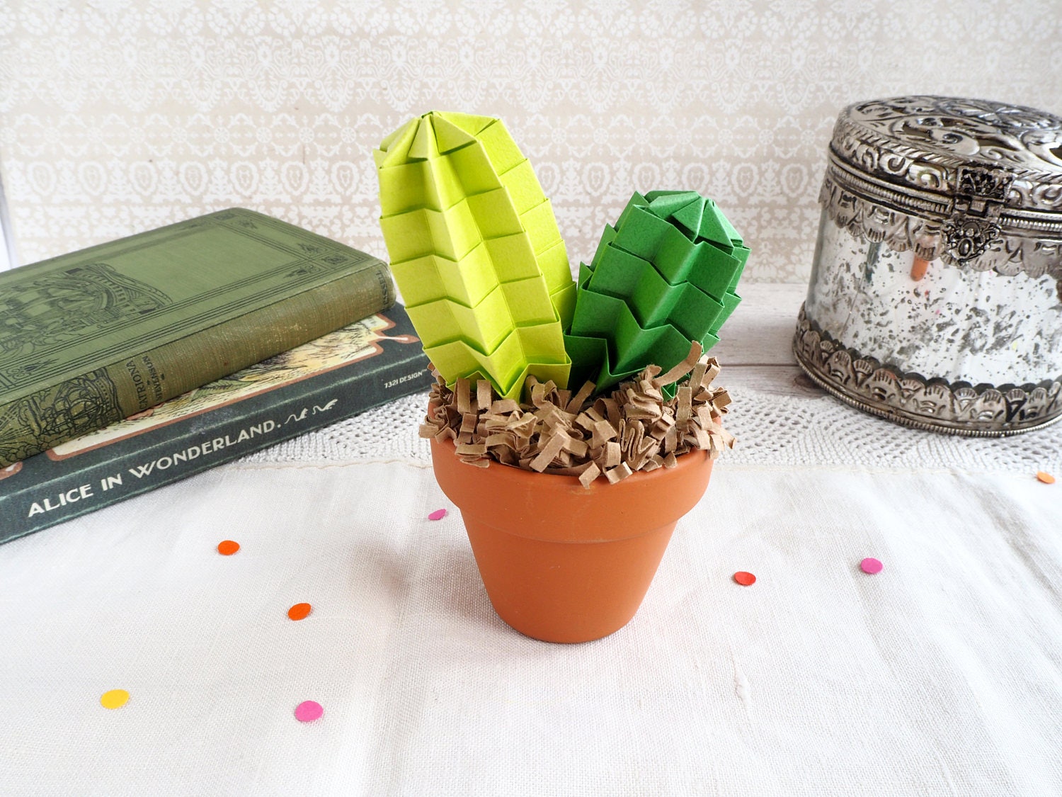 Origami Paper Cactus Plant - Fun Office Colorful Home Decor Cadeau d'enseignant Merci