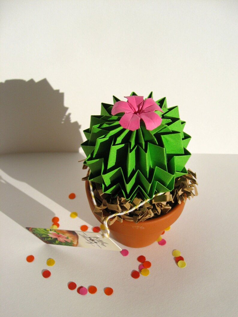 Paper Cactus Succulent Faux Flower House Plant Paper Anniversary Gift Colourful kitsch Home Decor image 4