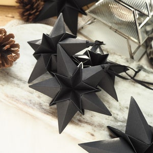 Black Paper Star Christmas Decoration Monochrome Minimalist Home Decor Goth Christmas decor image 3