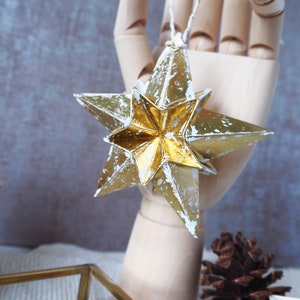 Maximalist Home Metallic Gold Origami Paper Star Decorations Gold Wedding Ornaments Gold Home Accessories Gold Christmas Ornaments image 7
