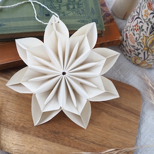 Simple Neutral Beige Paper Snowflake Cozy Hygge Home Decoration - Farmhouse Christmas Decorations - Japandi Home Decoration