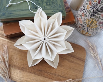Simple Neutral Beige Paper Snowflake Cozy Hygge Home Decoration - Farmhouse Christmas Decorations - Japandi Home Decoration