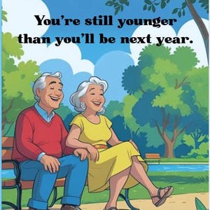 Funny Digital Birthday Card – Elderly Couple on Bench