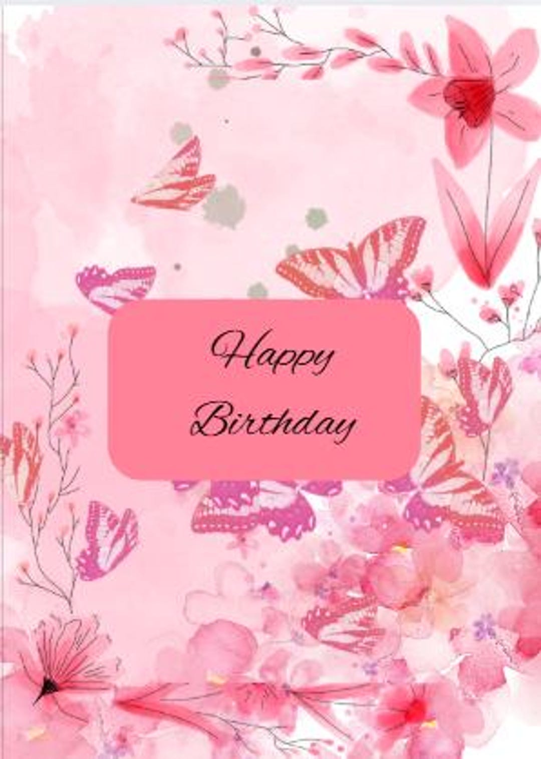 Elegant Pink Floral Birthday Card (printable Digital Download - Etsy
