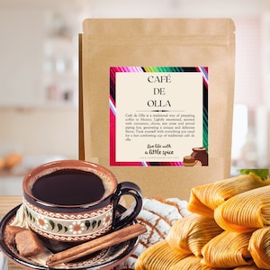 Cafe de Olla Kit - Mexican Spiced Coffee - Makes 6 Cups -  Organic Medium Roast Coffee with Whole Spices & Piloncillo - Winter Drink