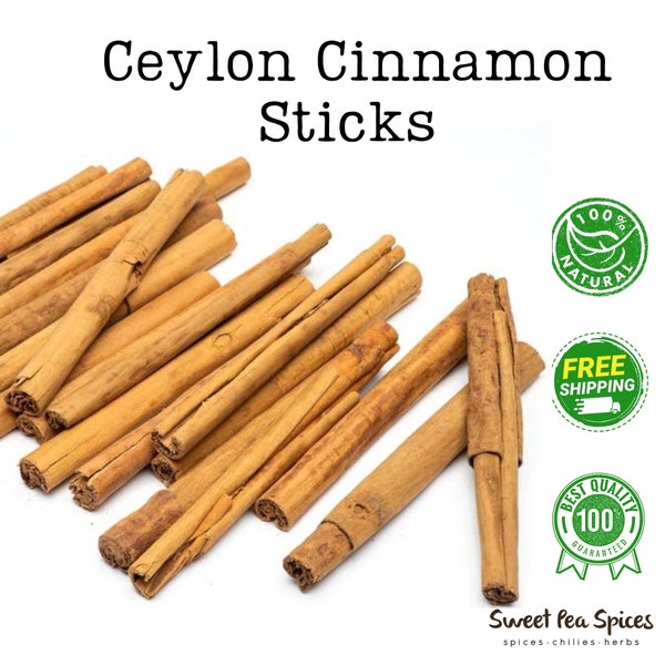 Cinnamon Ceylon Stick - Bulk Sizes - True Cinnamon - Real Cinnamon - Five Inch Cinnamon Stick  Quills - Sri Lankan Cinnamon Sticks