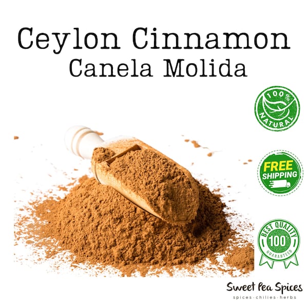 True Ceylon Cinnamon Powder - All Sizes - Canela Molida - Todos los tamaños Non-GMO, Raw, Vegan, Bulk, Keto Friendly, Great for Cooking