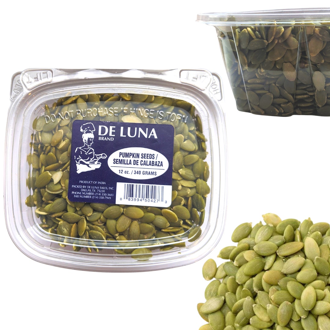 Raw Shelled Pumpkin Seeds 12 Oz Container Deluna Semilla Etsy